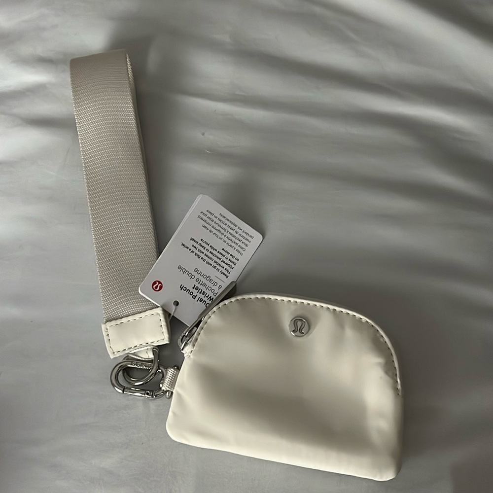 lululemon dual pouch wristlet white opal